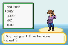 Pokémon Orange Islands: выбор имени соперника