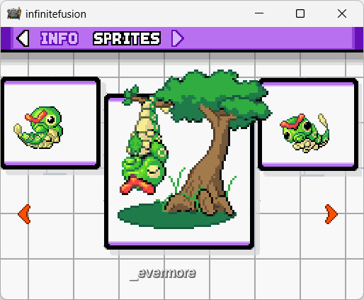 Различные спрайти одного покемона в Pokémon Infinite Fusion v6.5.1