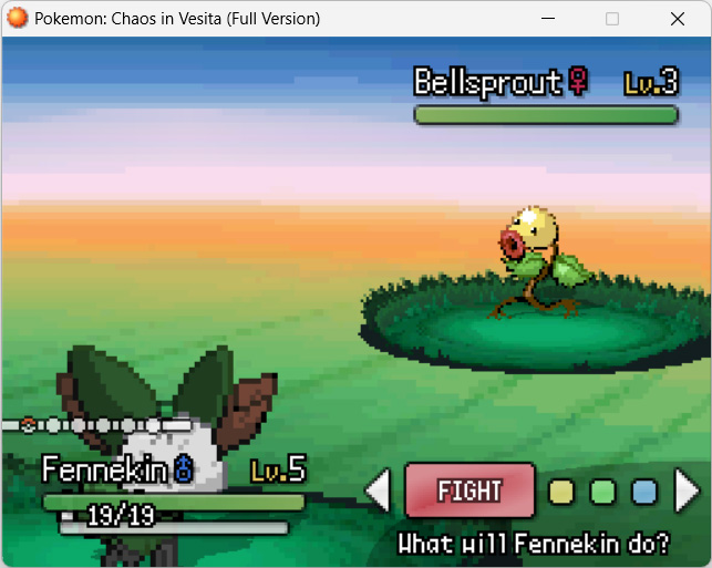 Pokémon Chaos in Vesita экран поединка