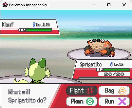 Вид экрана боя в Pokémon Innocent Soul