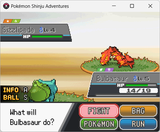 Экран боя в Pokémon Shinju Adventures