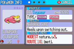 Досье в Pokémon Royal Sapphire
