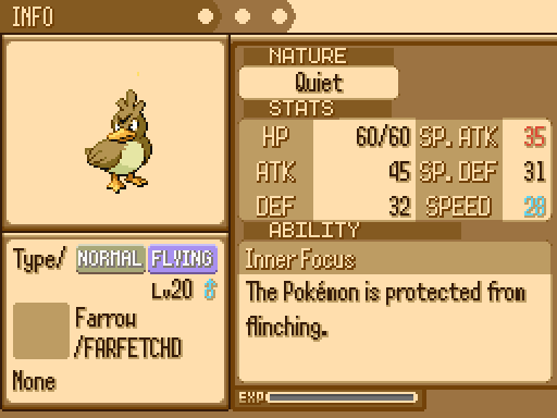 Pokémon A Farfetchd Story 2 Досье героя